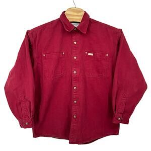 Carhartt Shirt Barn Jacket Mens L S96DKR Shacket Snap Plaid-Lined Red Canvas